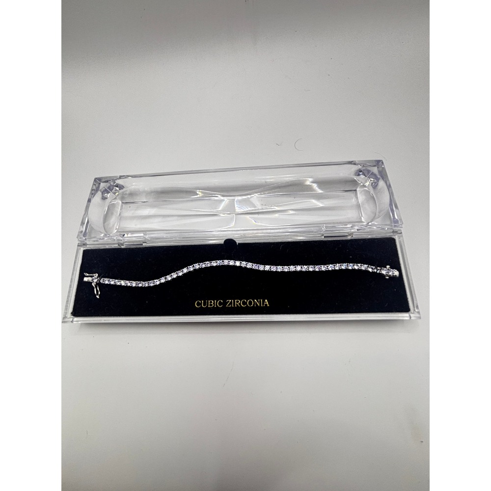 Unbranded‎ Tennis Bracelet Womens 7.5in Silver Purple Cubic Zirconia Classic